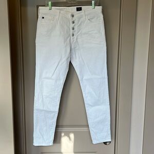 AG Jeans the farrah skinny ankle button-up, white jeans, women’s sz 31